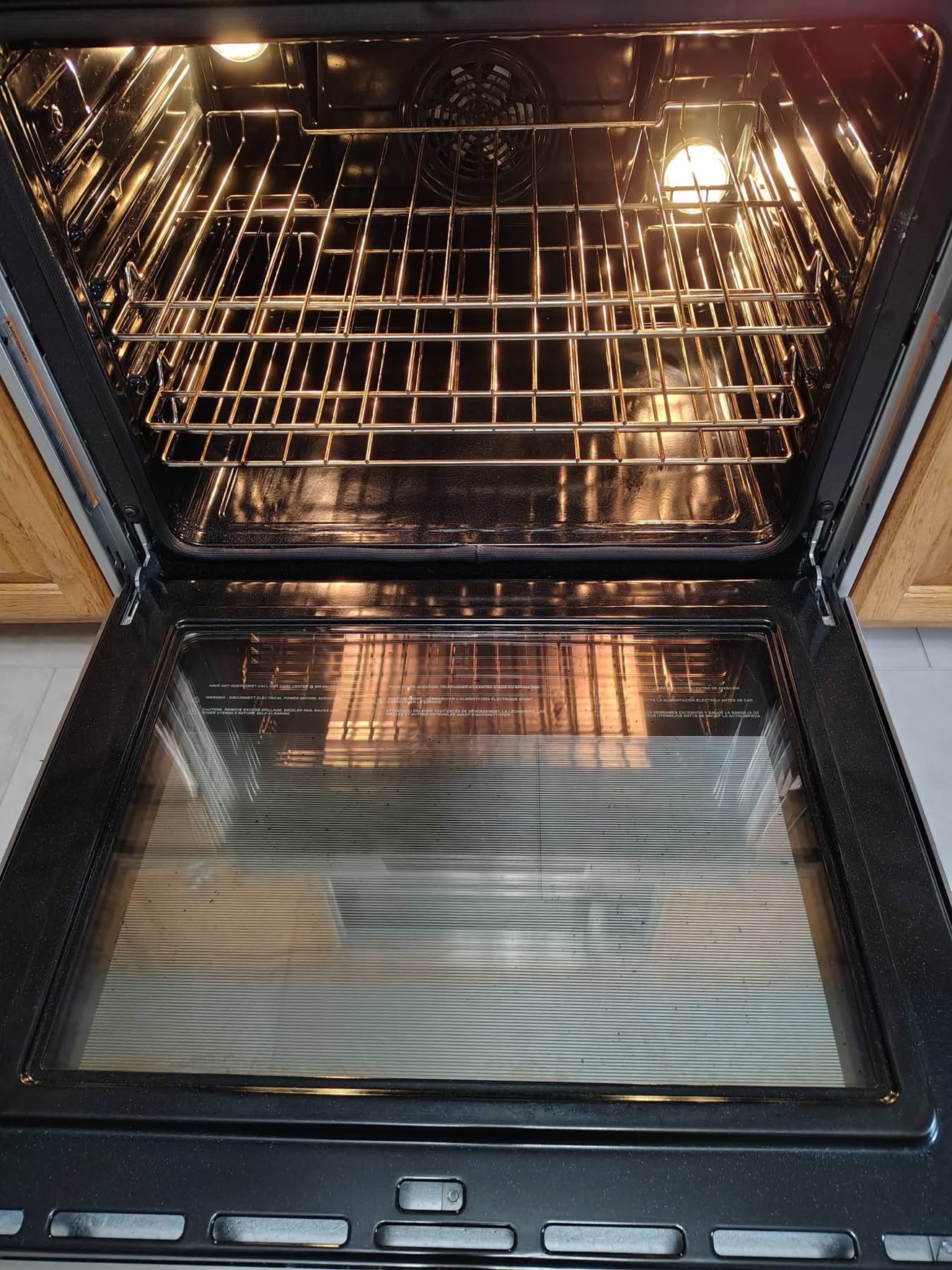 Gleaming oven interior after cleaning