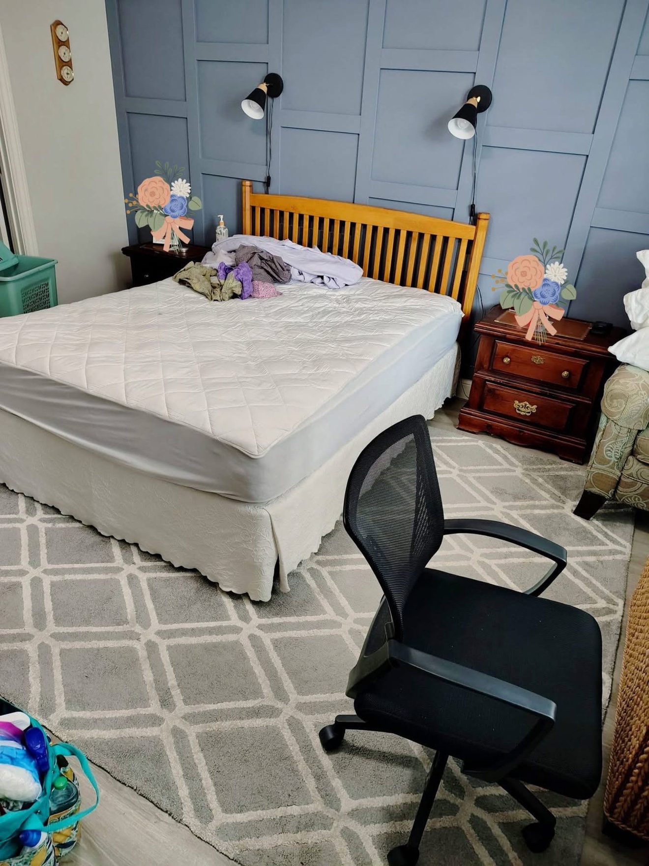 Untidy bedroom before cleaning and organization